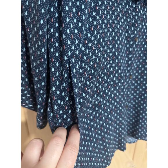 L.L. Bean Signature | Blue Geometric Pattern Button Down Tunic Blouse  | Size 12 - Picture 4 of 14